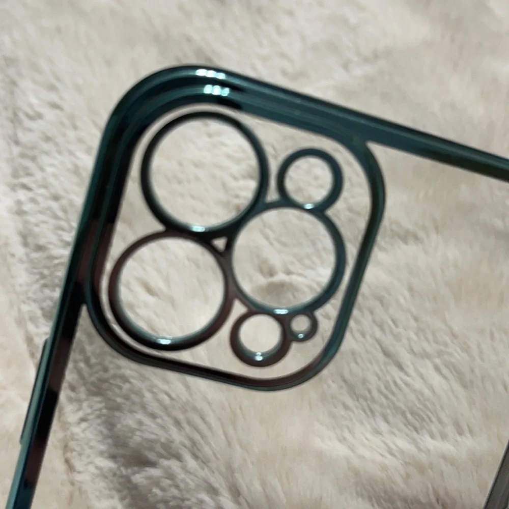 New clear with shiny turquoise phone case - 12 pro max